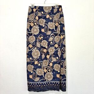 Monte Womens Paisley Maxi Wrap Skirt Size 8 Vintage Old Money Parisian Capsule